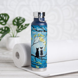 I Love You To The Moon and Back Cat Water Bottle