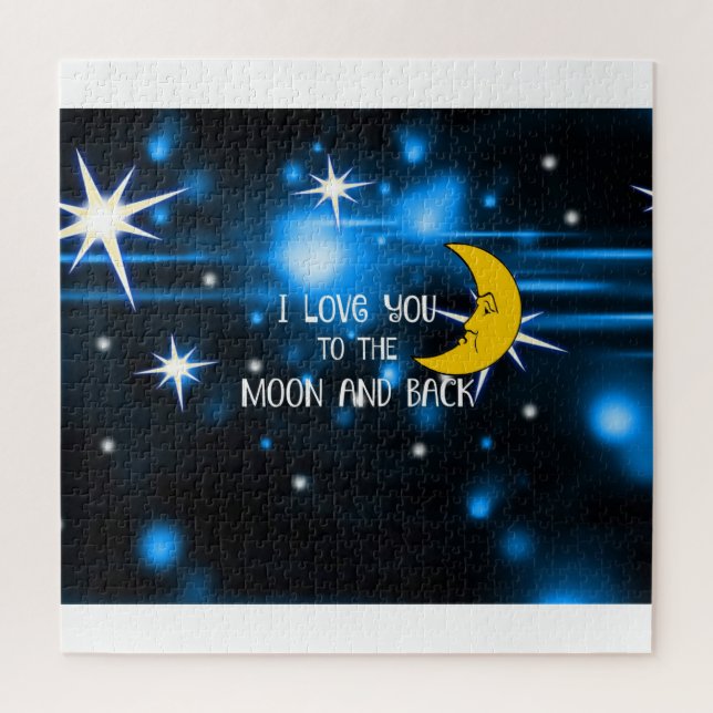 I Love You to the Moon and Back, colorful and cute Jigsaw Puzzle (Vertical)