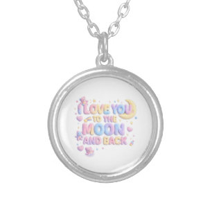I Love You to the Moon and Back – Cute Pastel Tedd Silver Plated Necklace