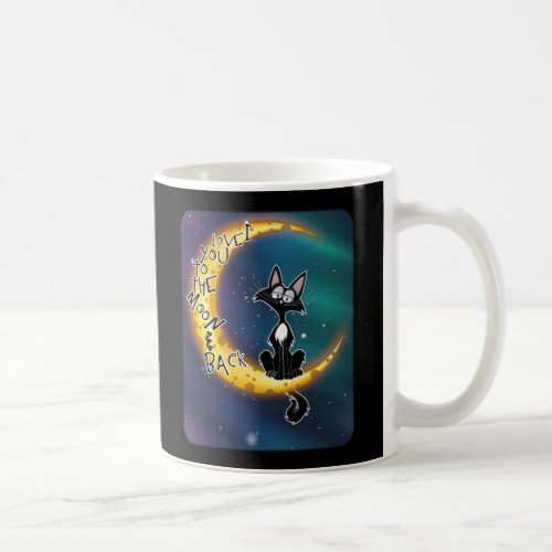 I Love you to the moon and back Funny Cartoon Cat  Coffee Mug