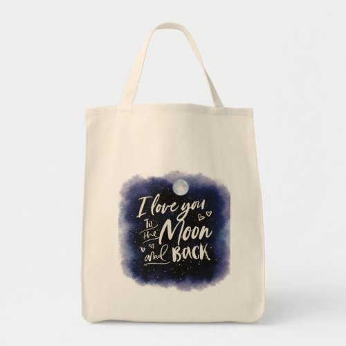 I love you to the moon and back galaxy tote bag