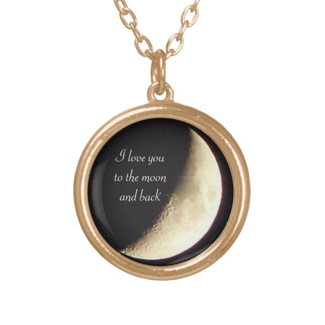 I love you to the moon and back gold necklace (Front)