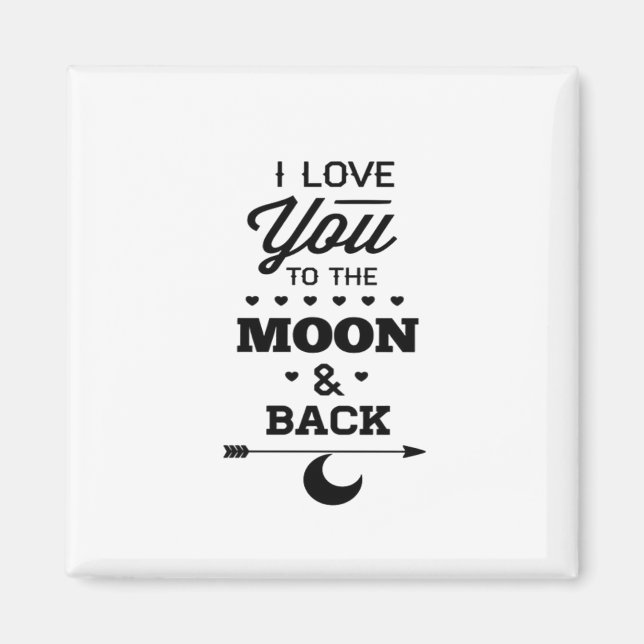 I Love You To The Moon And Back Gray Moon Minimal  Magnet (Front)
