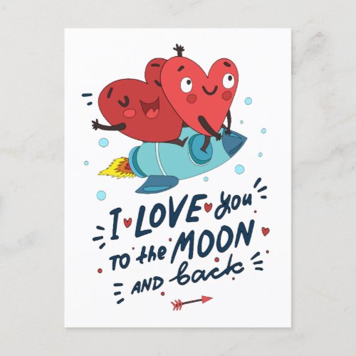 I love you to the moon and back holiday postcard