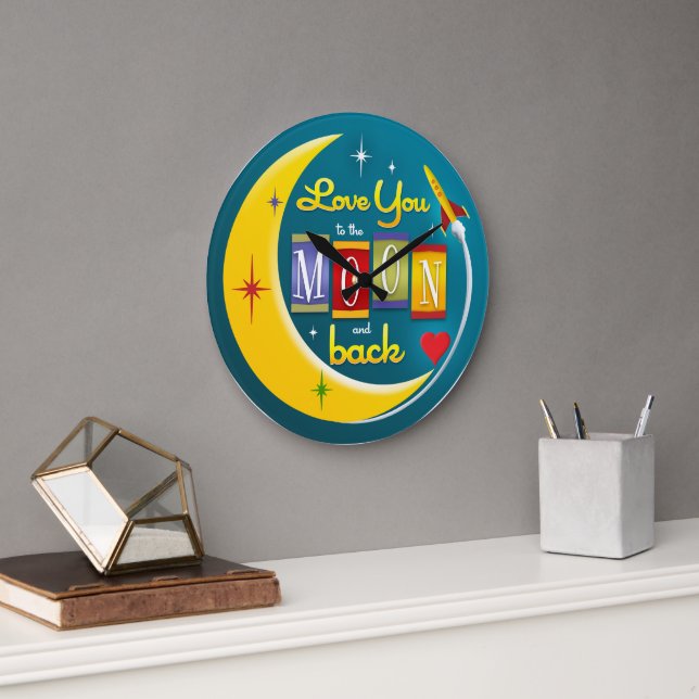 I Love You to the Moon and Back Large Clock (Office)