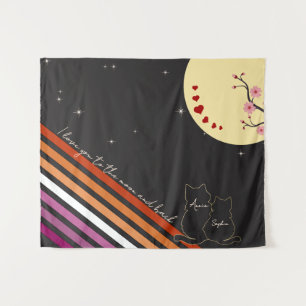 I Love You To The Moon And Back Lesbian Flag Tapestry