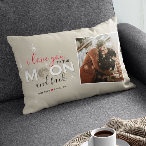 I Love You to the Moon and Back  Names  Photo Lumbar Pillow