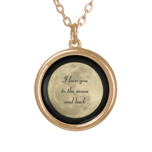 I love you to the moon and back necklace in gold (Front)
