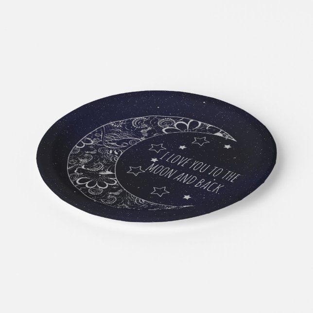 I Love You To The Moon and Back Paper Plates (Angled)