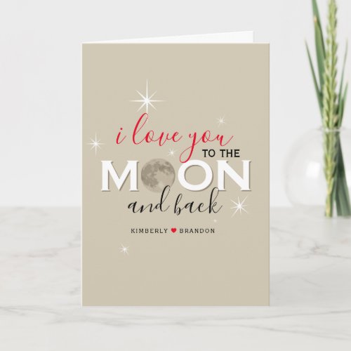 I Love You to the Moon and Back  Personalized Card