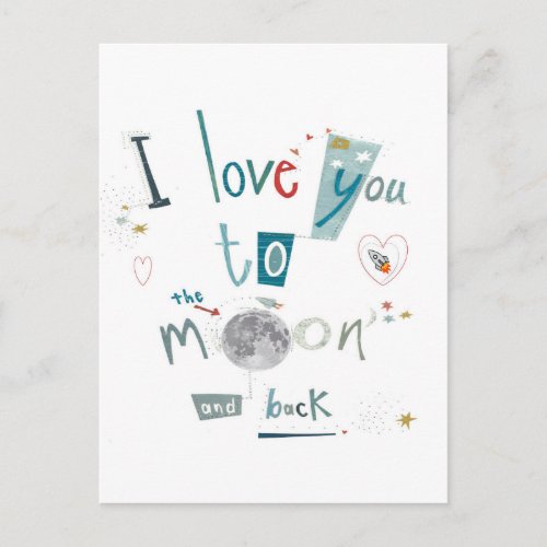 I love you to the moon and back postcard
