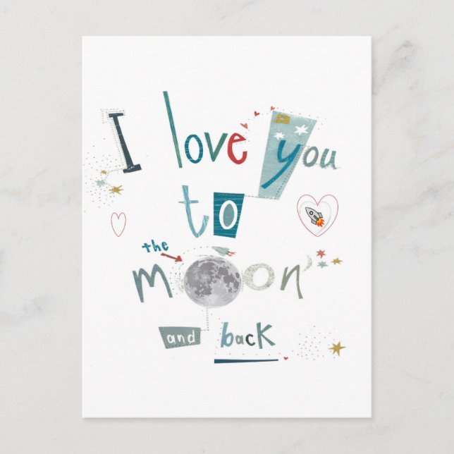 I love you to the moon and back postcard (Front)