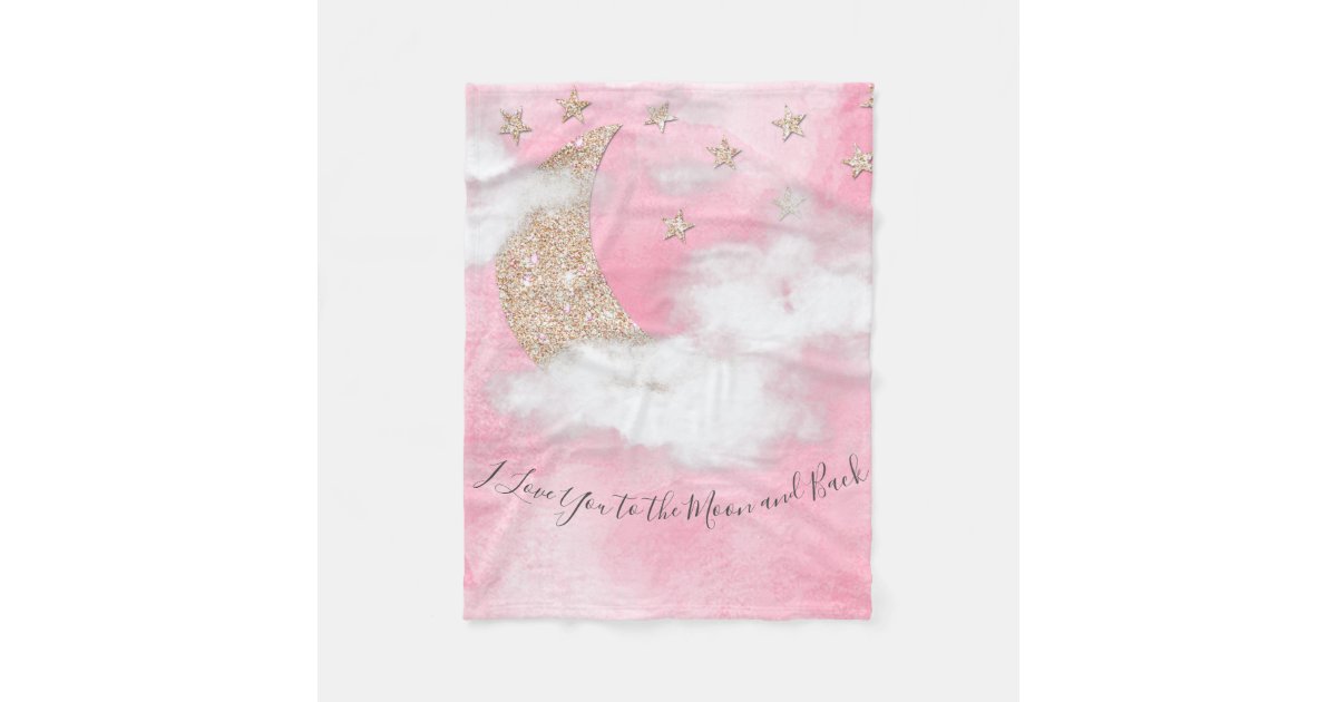 I Love You To The Moon And Back Quote Watercolor Fleece Blanket Zazzle Com