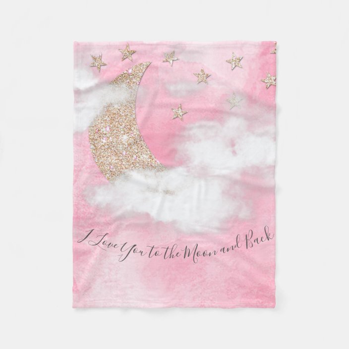 I Love You To The Moon And Back Quote Watercolor Fleece Blanket Zazzle Com