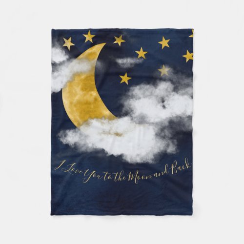 I Love You to the Moon and Back Quote Watercolor Fleece Blanket