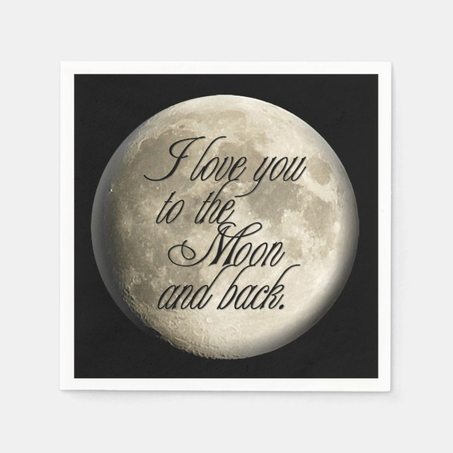 I Love You to the Moon and Back Realistic Lunar Paper Napkins (Front)