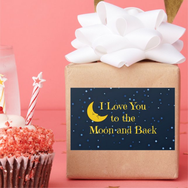 I Love You to the Moon and Back Rectangular Sticker (Party)