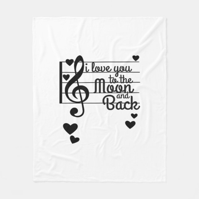 I Love You To The Moon And Back Repeating Love Quo Fleece Blanket (Front)