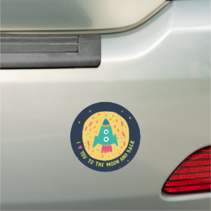 I Love You To The Moon And Back Rocketship Car Magnet