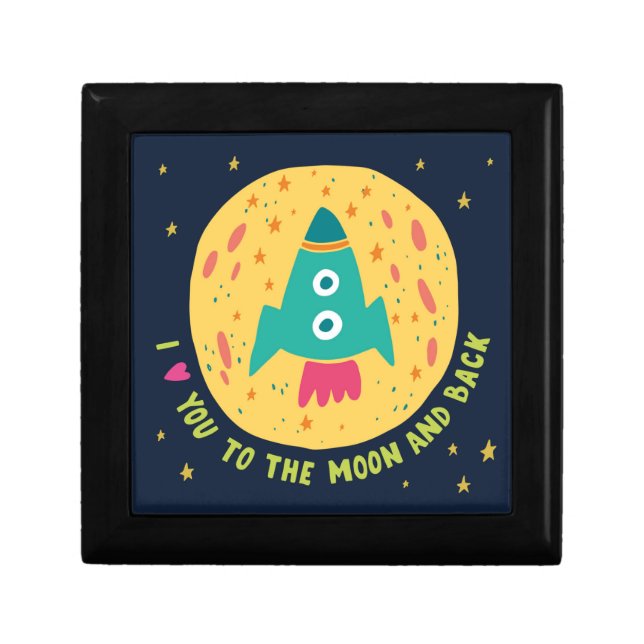 I Love You To The Moon And Back Rocketship Keepsake Box (Front)