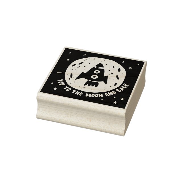 I Love You To The Moon And Back Rocketship Rubber Stamp (Stamp)