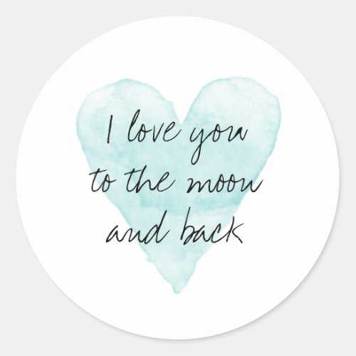 I love you to the moon and back romantic classic round sticker