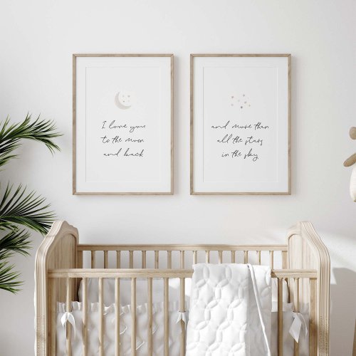 I love you to the moon and back set of 2 art print