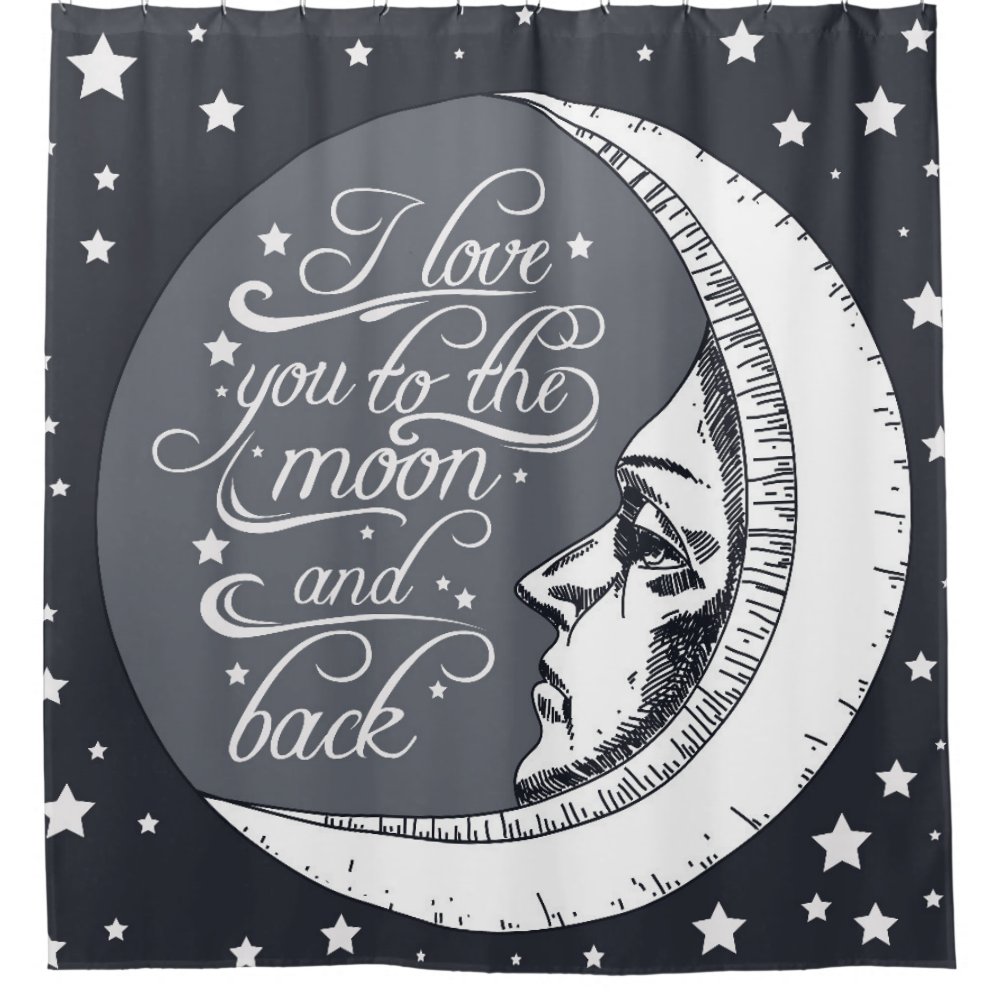 Discover I Love You To The Moon And Back Customizable Text Shower Curtain