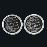 "I Love You To The Moon and Back" Silver Cufflinks<br><div class="desc">Art Nouveau Retro Vintage Hand-drawn crescent moon "I Love You To The Moon and Back" Typography Design Romantic Wedding Groom's Gift Valentine Men's Gift Love Gift for HIM</div>