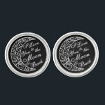 "I Love You To The Moon and Back" Silver Cufflinks<br><div class="desc">Art Nouveau Retro Vintage Hand-drawn crescent moon "I Love You To The Moon and Back" Typography Design Romantic Wedding Groom's Gift Valentine Men's Gift Love Gift for HIM</div>