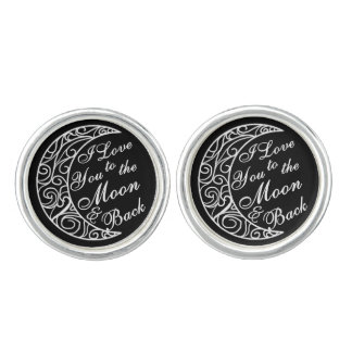 "I Love You To The Moon and Back" Silver Cufflinks