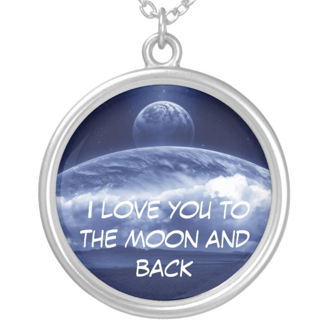 I love you to the moon and back silver plated necklace (Front)
