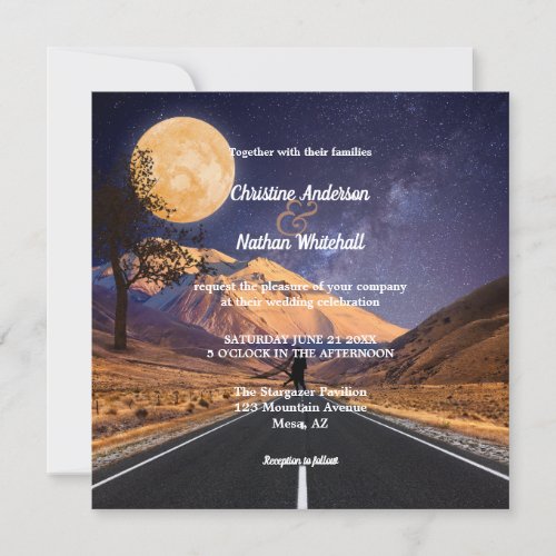 I love you to the moon and back Stargazer Wedding Invitation
