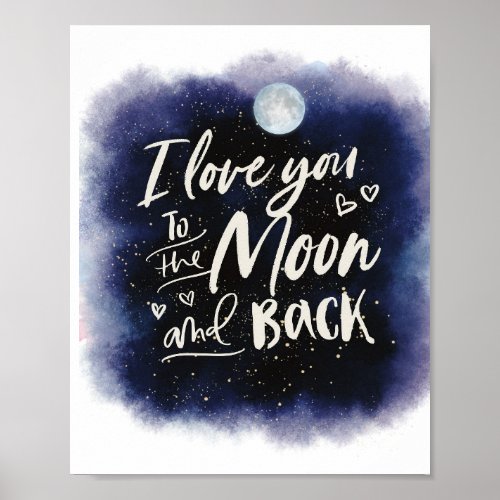 I love you to the moon and back text art print
