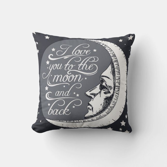 I Love You To The Moon And Back Throw Pillow (Front)