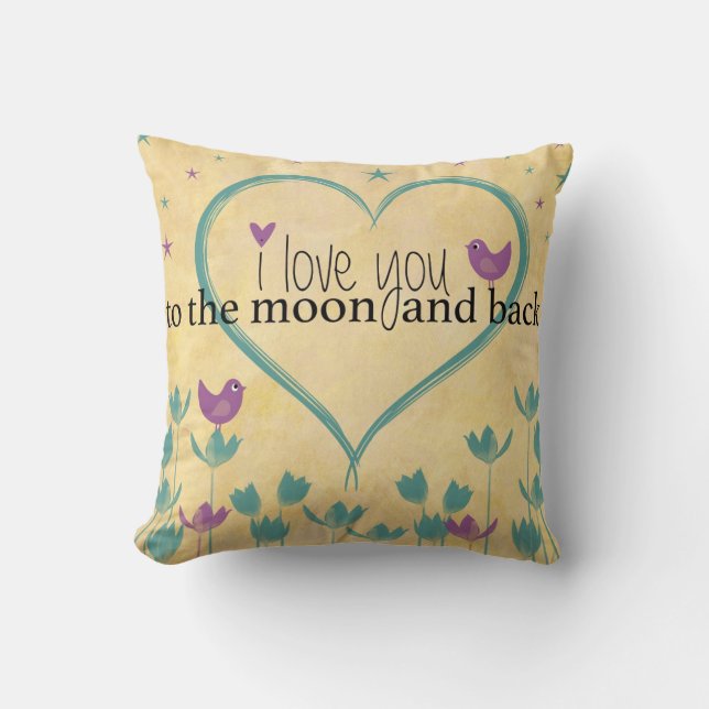 I Love You to the Moon and Back !! Throw Pillow (Front)