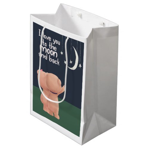 I love you to the moon and back two cute bears medium gift bag