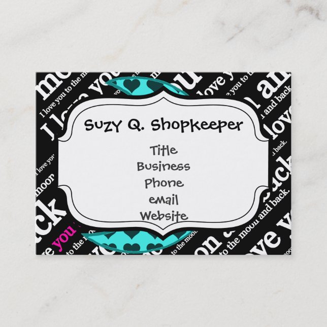 I Love You to the Moon and Back Typography Business Card (Front)