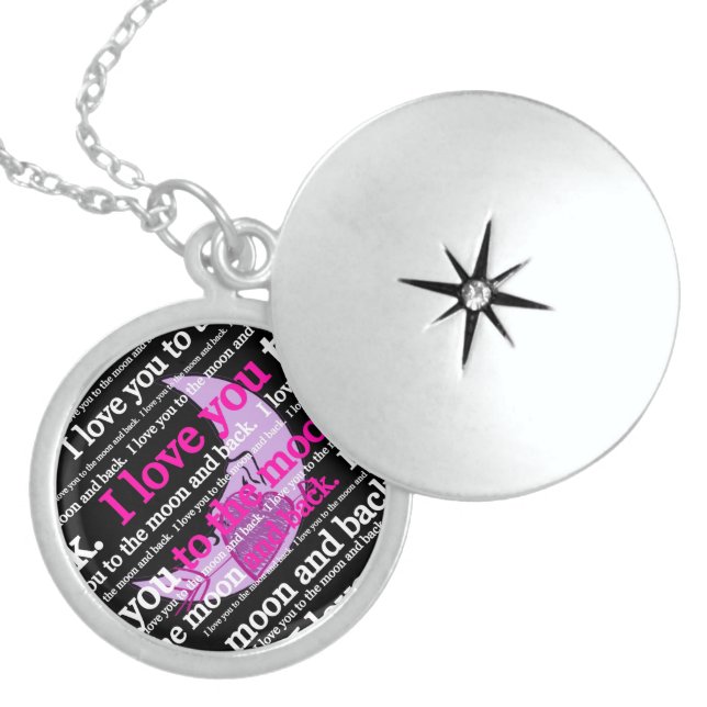 I love you to the moon and back typography sterling silver necklace (Front)