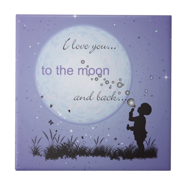I Love You to the Moon and Back-Unique Gifts Ceramic Tile (Front)