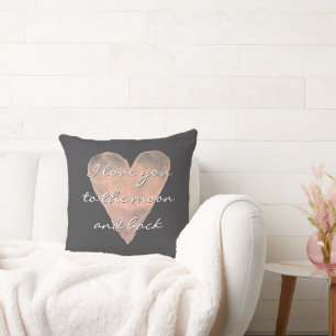 I love you to the moon and back vintage heart big throw pillow