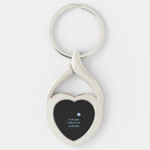 I Love You To The Moon And Back Watercolor Silver Keychain