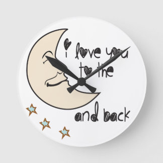 I love you to the moon and back whimsical round clock