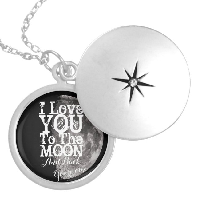 I Love You To The Moon And Back with Your Name Locket Necklace (Front)