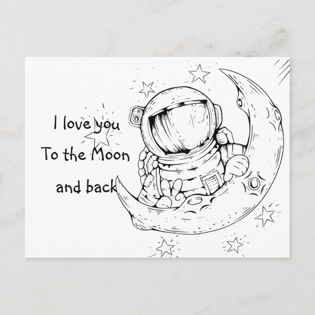 I love You to the Moon / Astronaut / Love Postcard (Front)