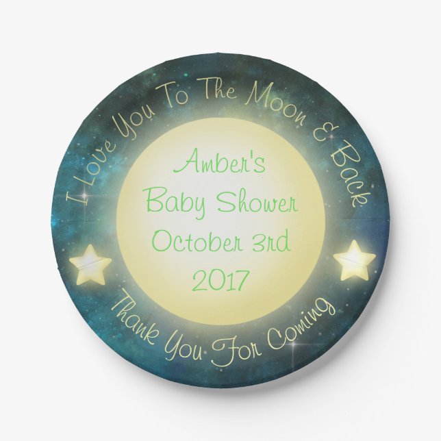 I Love You To The Moon & Back Baby Plates 7" (Front)