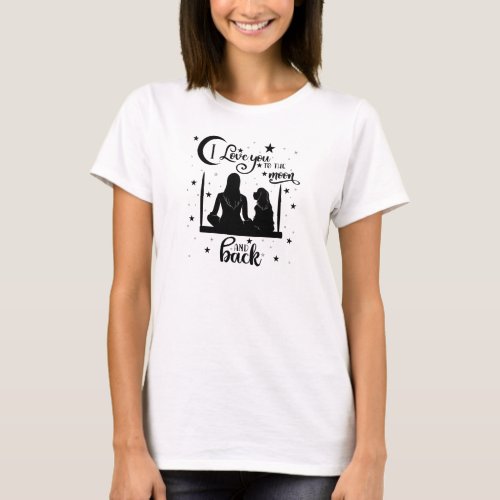 I Love You To The Moon  Back Cavalier Spaniel T_Shirt