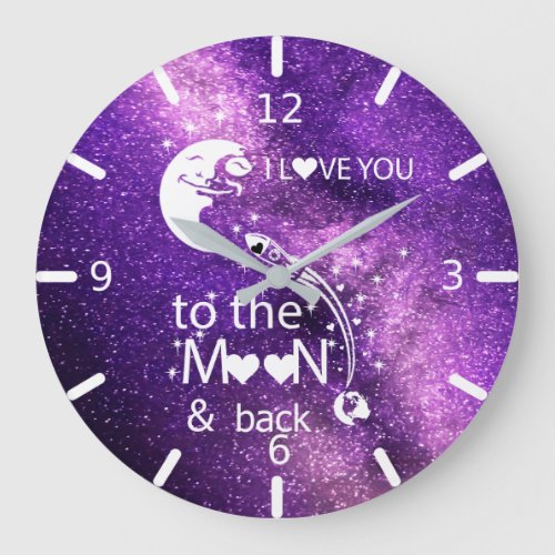 I love You To The Moon  Back Large Clock