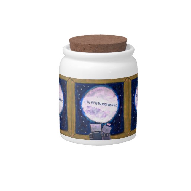 I Love You To The Moon & Back Robots Candy Jar (Front)