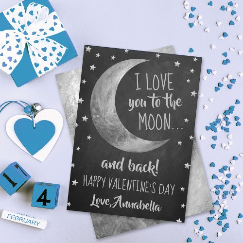 I Love You To The Moon  Back Valentines Day Holiday Card